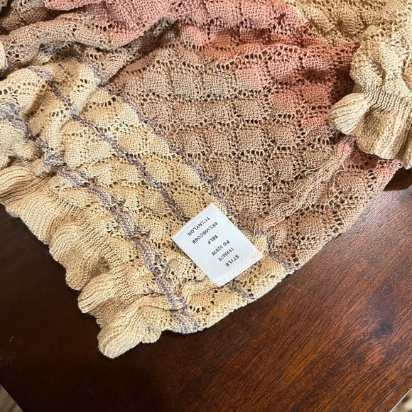 Current Air Los Angeles +++ Top Sunset Colors M Striped Knit Ruffle Blouse Tee - Picture 5 of 10